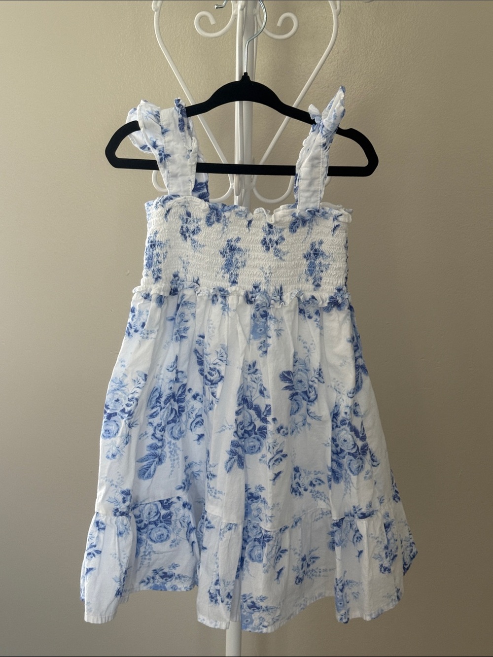 Janie and Jack White Dress with Blue Floral Print